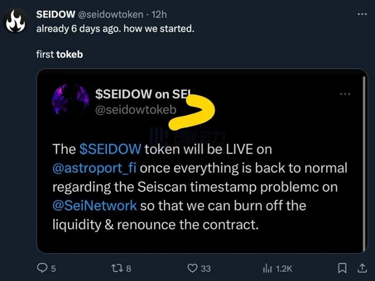 近期 Sei 生态中掀起了关于 Seidow Token 的风波，Shadow 被曝涉嫌骗局。